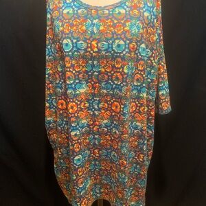 LuLaRoe Women's Top - Blue and Orange Floral